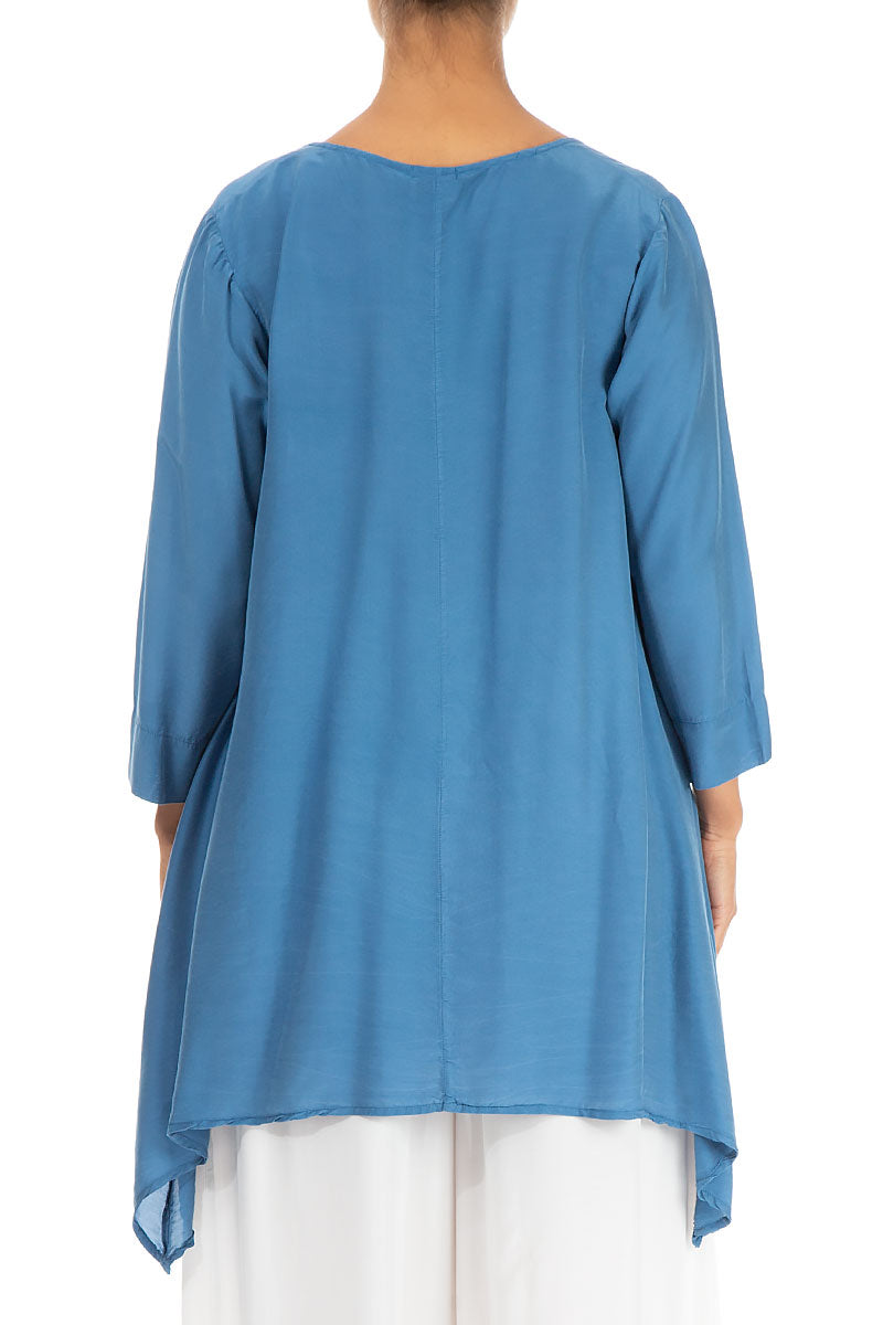 Longer Edges Atlantic Blue Silk Bamboo Tunic 2