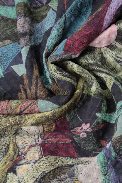 Loose Art Mosaic Textured Silk Shirt 5