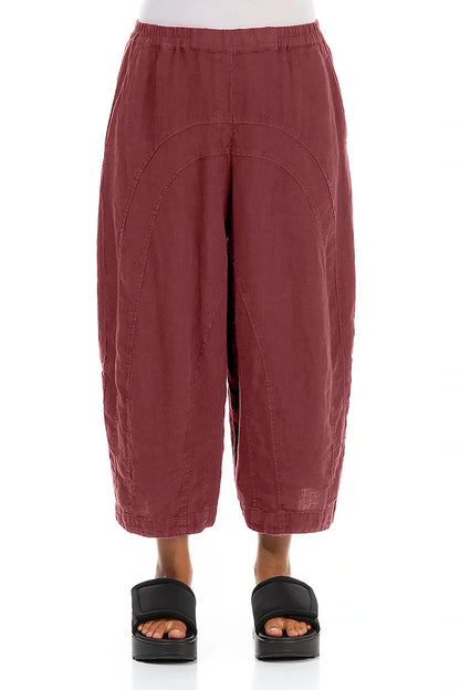 Loose Back Pockets Antique Ruby Linen Trousers 1