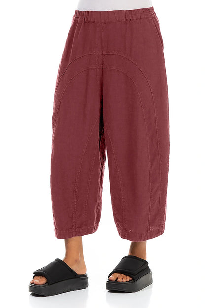 Loose Back Pockets Antique Ruby Linen Trousers 3