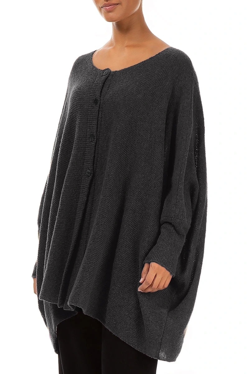 Gilet ample et structuré gris foncé en Laine