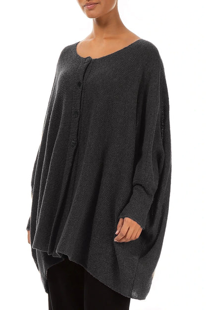 Gilet ample et structuré gris foncé en Laine