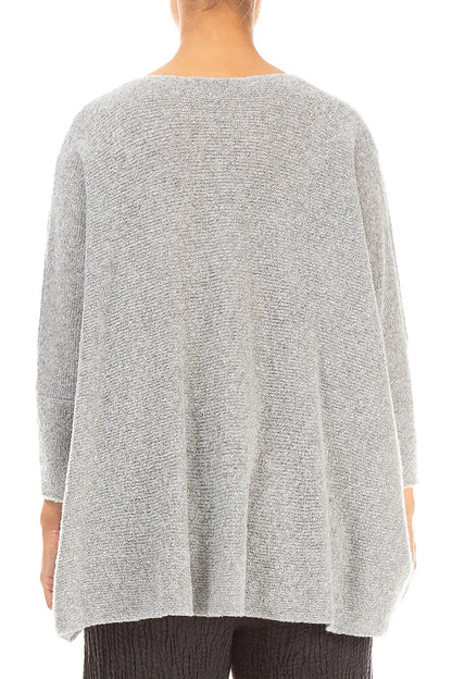 Lockere kastige Strickjacke aus Wolle in Hellgrau