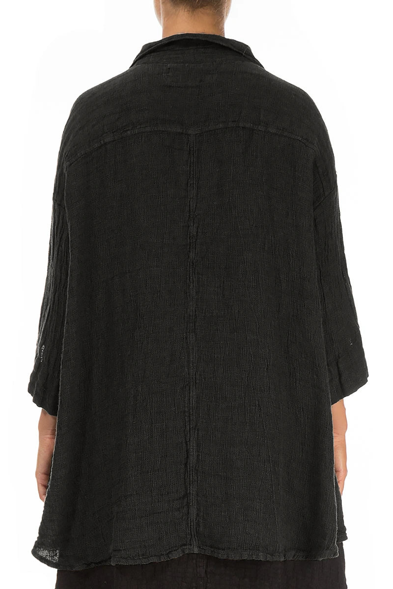 Loose Charcoal Mélange Linen Shirt 2
