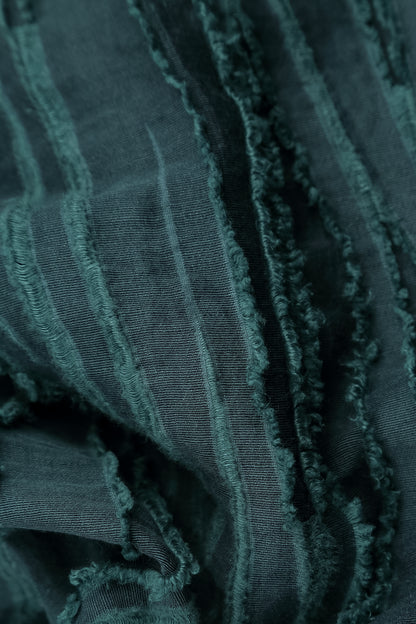 Loose Deep Turquoise Fray Weave Shirt