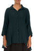 Loose Deep Turquoise Mélange Linen Shirt 1