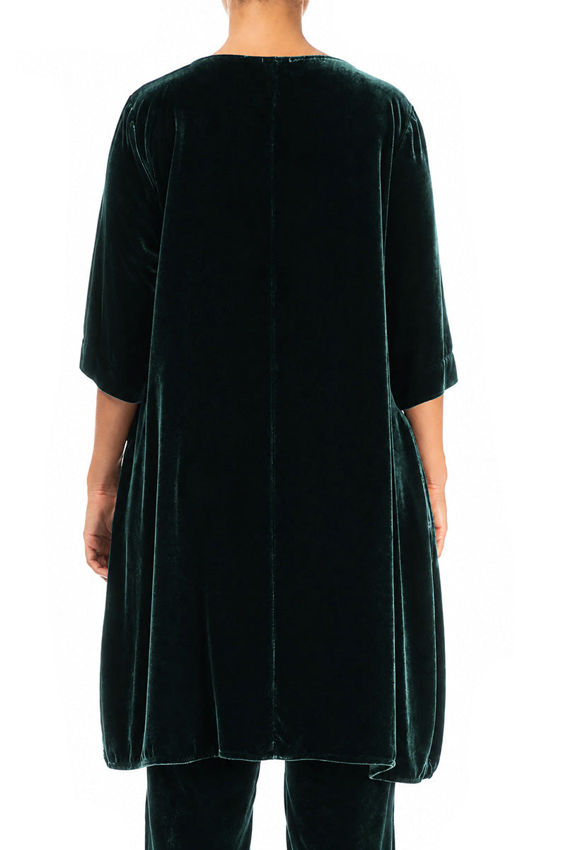 Tunique ample en Velours de Soie Turquoise profond