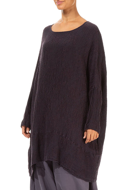 Loose Floral Dark Violet Silk Tunic 3