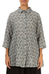Loose Geometric Texture Grey Linen Shirt 1