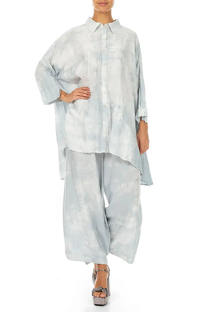 Loose Liquid Silver Pure Silk Trousers 4
