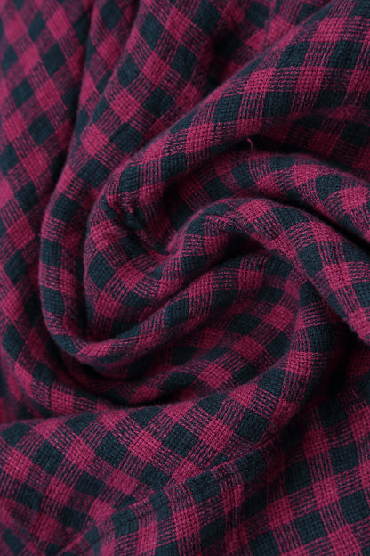 Loose Magenta Check Linen Trousers 5