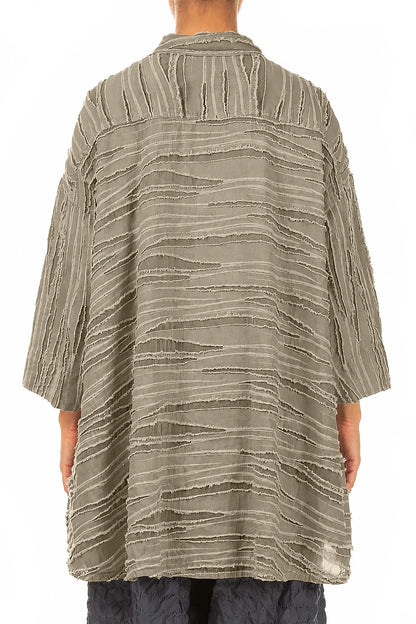 Loose Olive Fray Weave Shirt 2