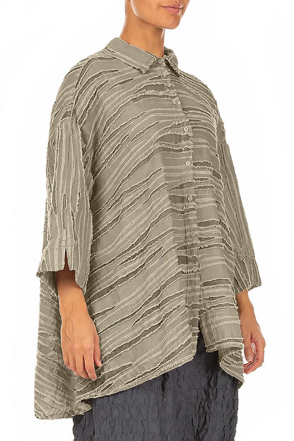 Loose Olive Fray Weave Shirt 3
