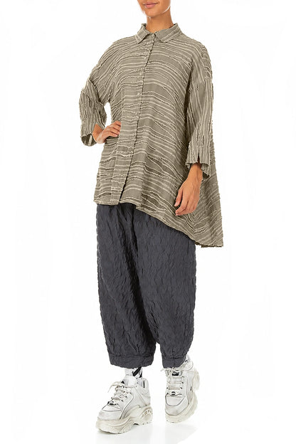 Loose Olive Fray Weave Shirt 4