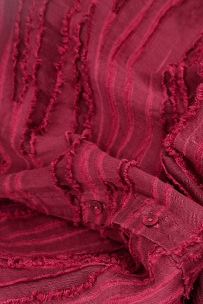 Loose Ruby Fray Weave Shirt