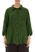 Loose Shamrock Green Check Linen Shirt 1