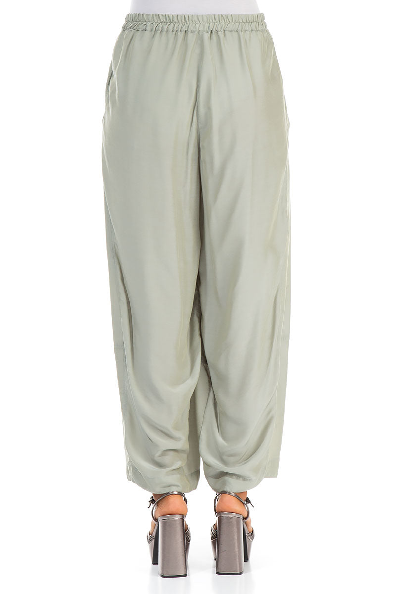 Loose Taupe Silk Bamboo Trousers 2