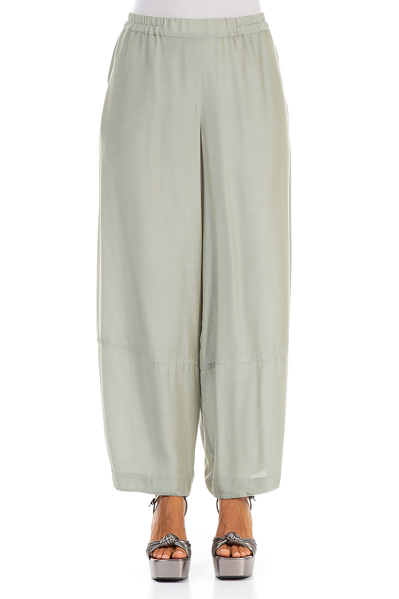 Loose Taupe Silk Bamboo Trousers 1