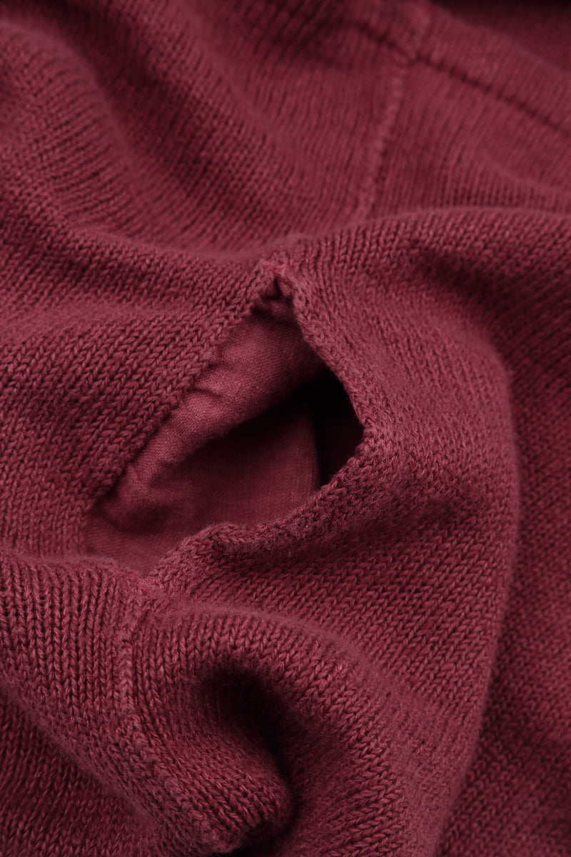 Loose Two Pockets Antique Ruby Linen Cardigan 5