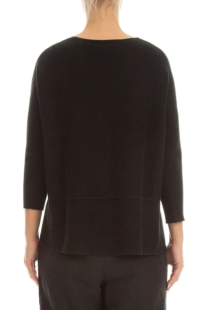 Loose Two Pockets Black Linen Cardigan 2