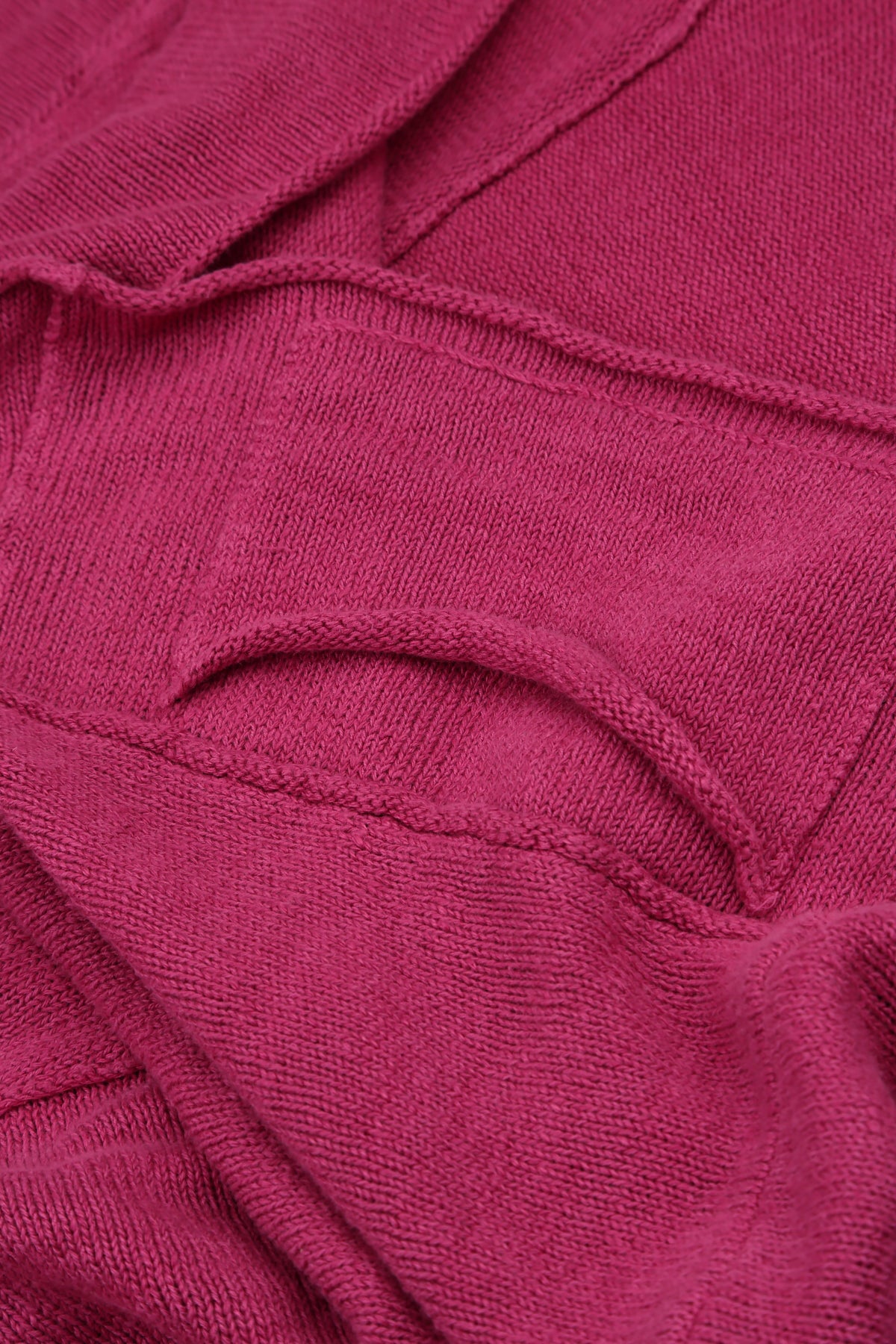 Loose Two Pockets Fuchsia Linen Cardigan 6
