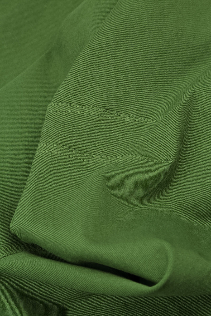 Hooded Shamrock Green Stretch Cotton Coat 5