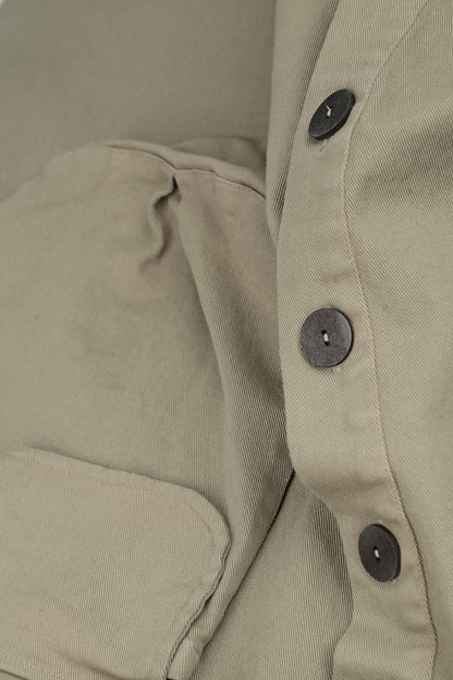 Hooded Olive Grey Stretch Cotton Coat 5