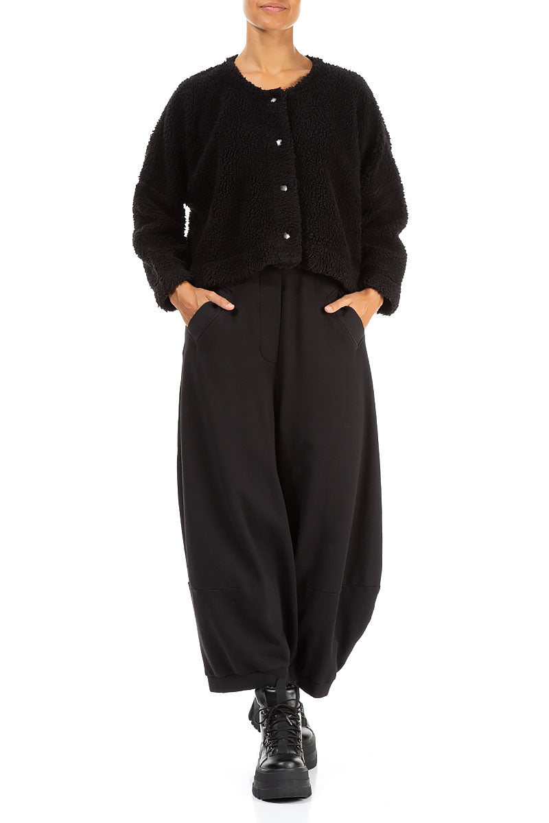 Snap Front Black Teddy Cotton Jacket 5