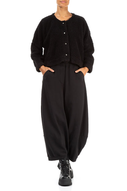 Snap Front Black Teddy Cotton Jacket 5