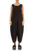 Loose Back Pockets Black Linen Jumpsuit 1