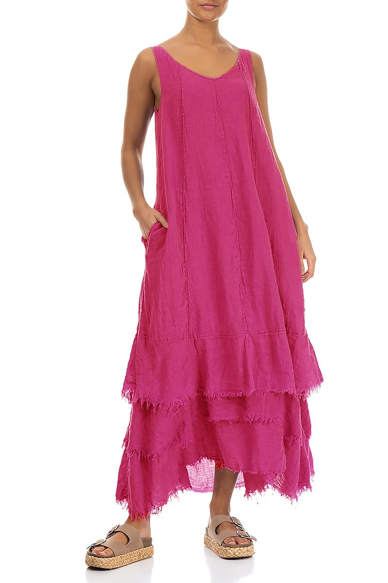 Maxi Fuchsia Gauze Linen Dress 4