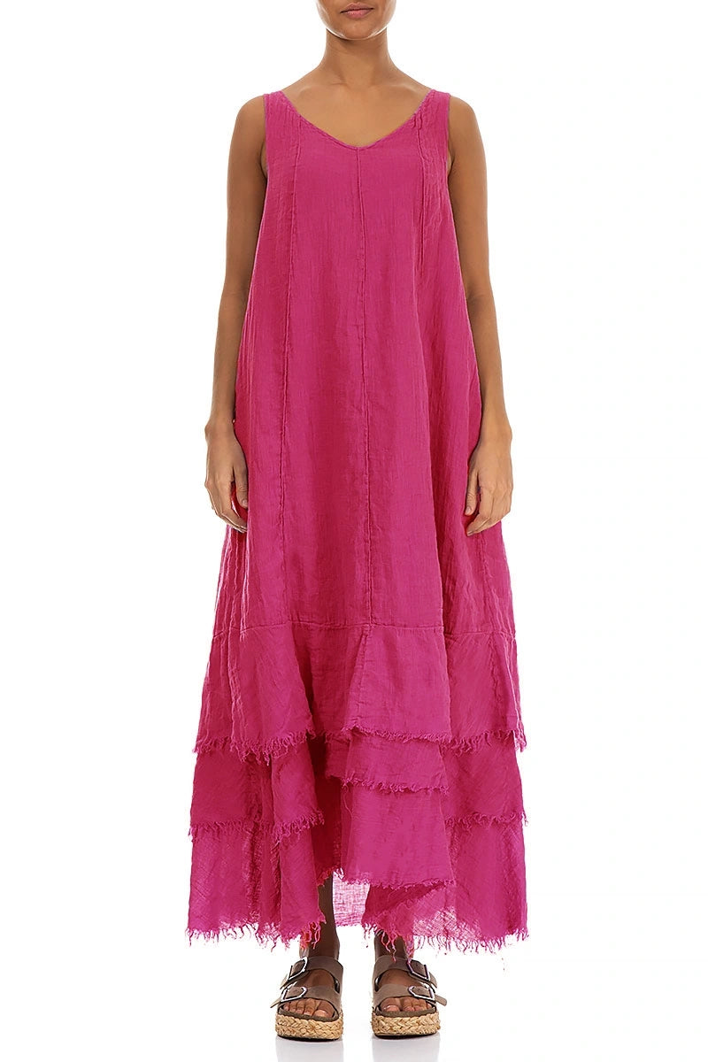 Maxi Fuchsia Gauze Linen Dress 1