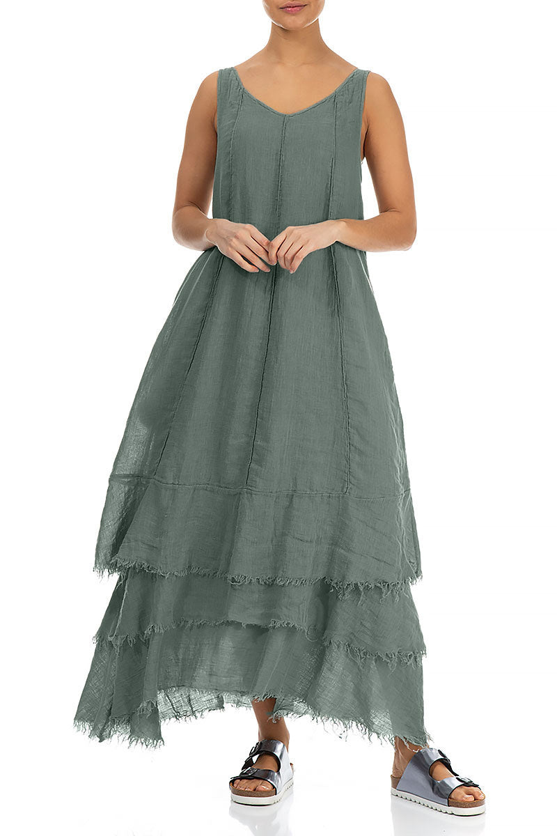 Maxi Sage Gauze Linen Dress 4