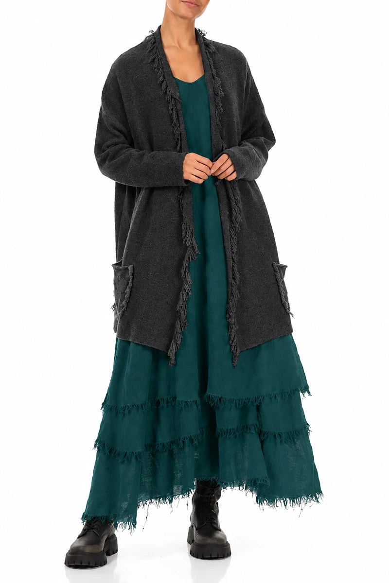 Maxi Deep Turquoise Gauze Linen Dress 5