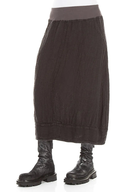Midi Charcoal Mélange Linen Skirt