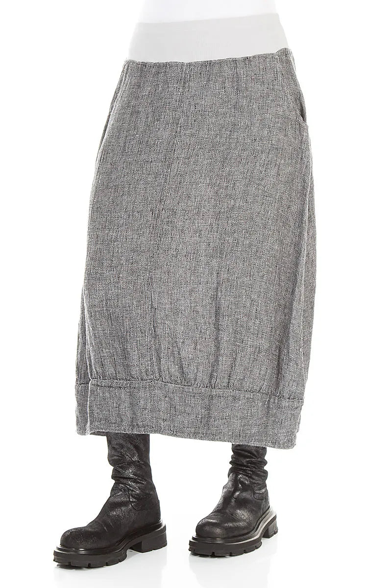 Midi Grey Mélange Linen Skirt