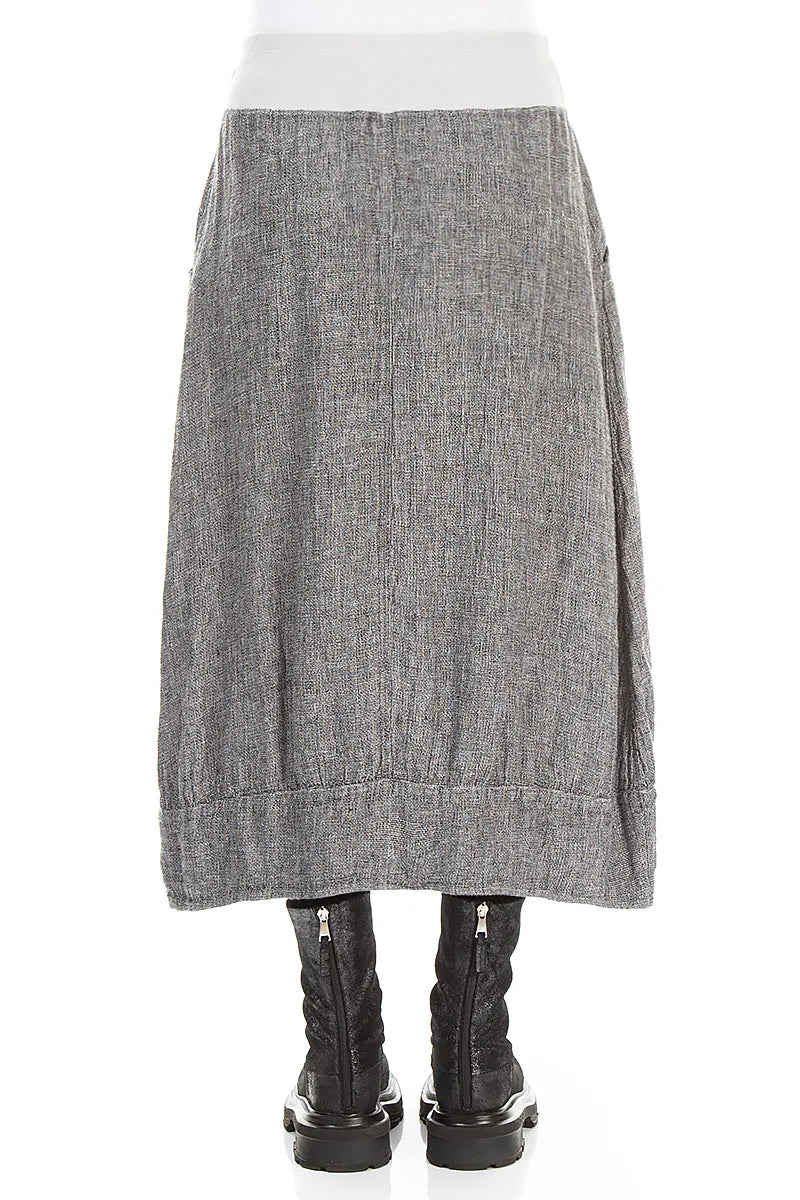 Midi Grey Mélange Linen Skirt