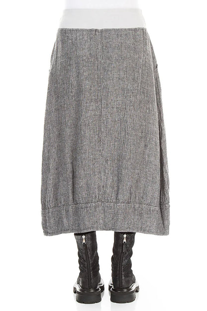 Midi Grey Mélange Linen Skirt