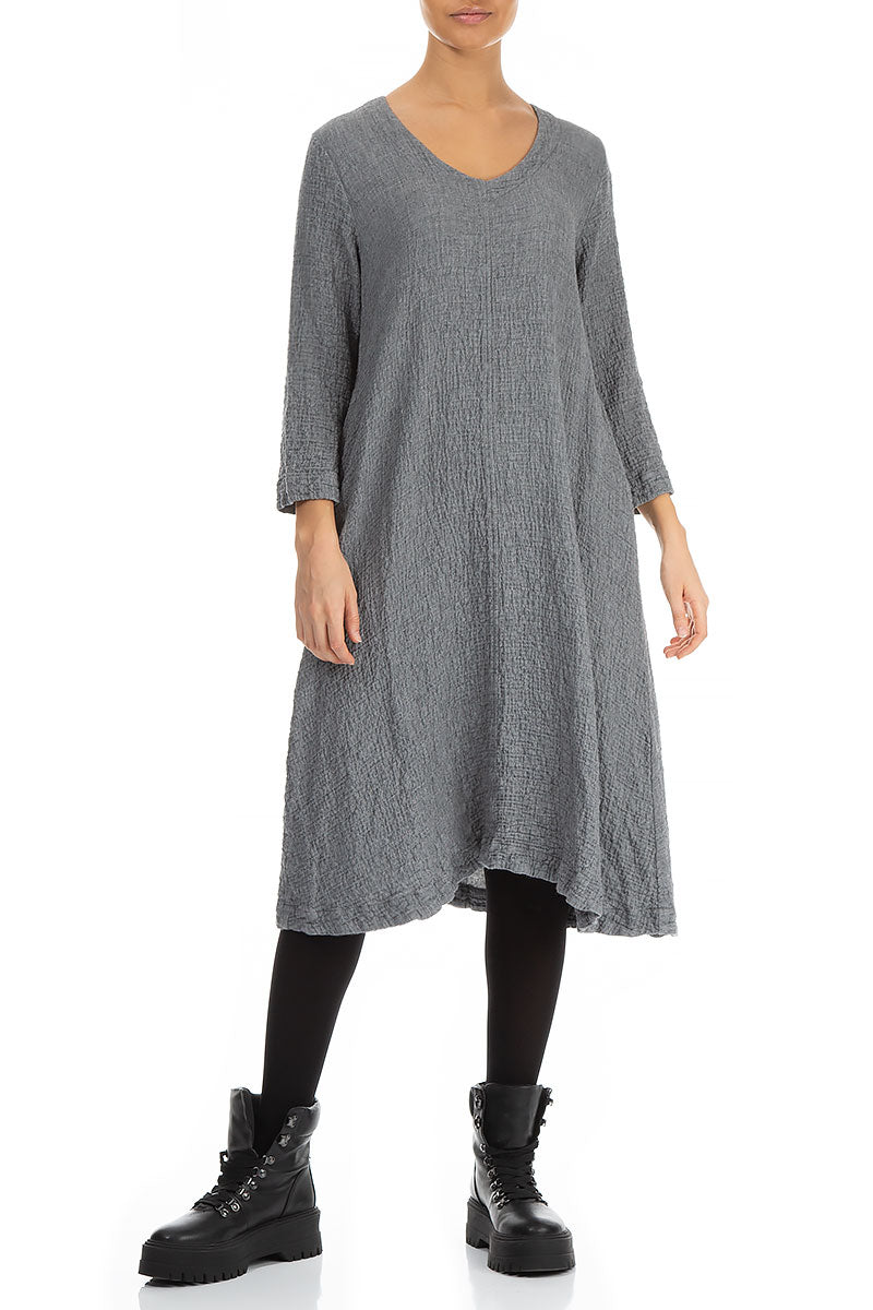 Midi Grey Wool Dress 4