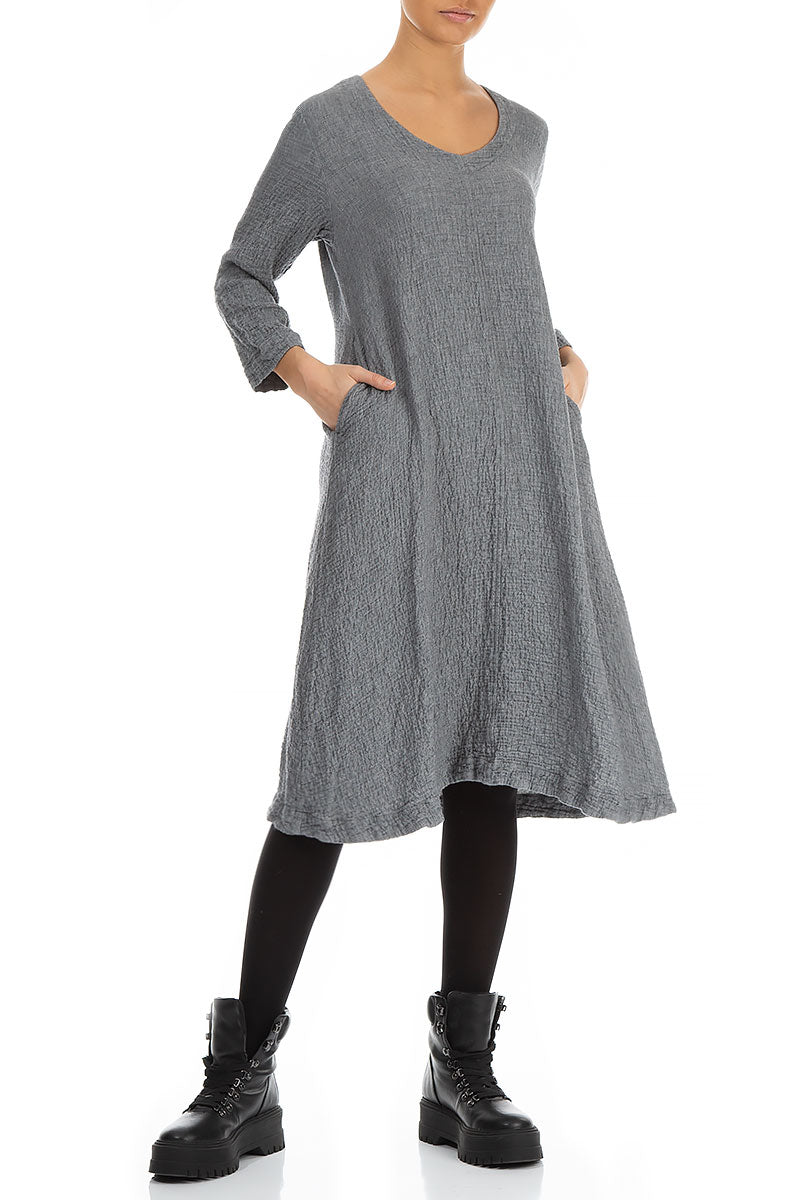 Midi Grey Wool Dress 5