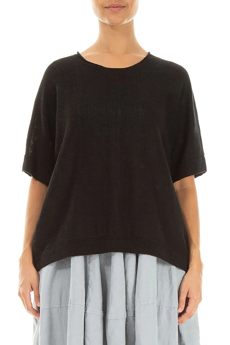 Minimal Black Linen Jumper 1