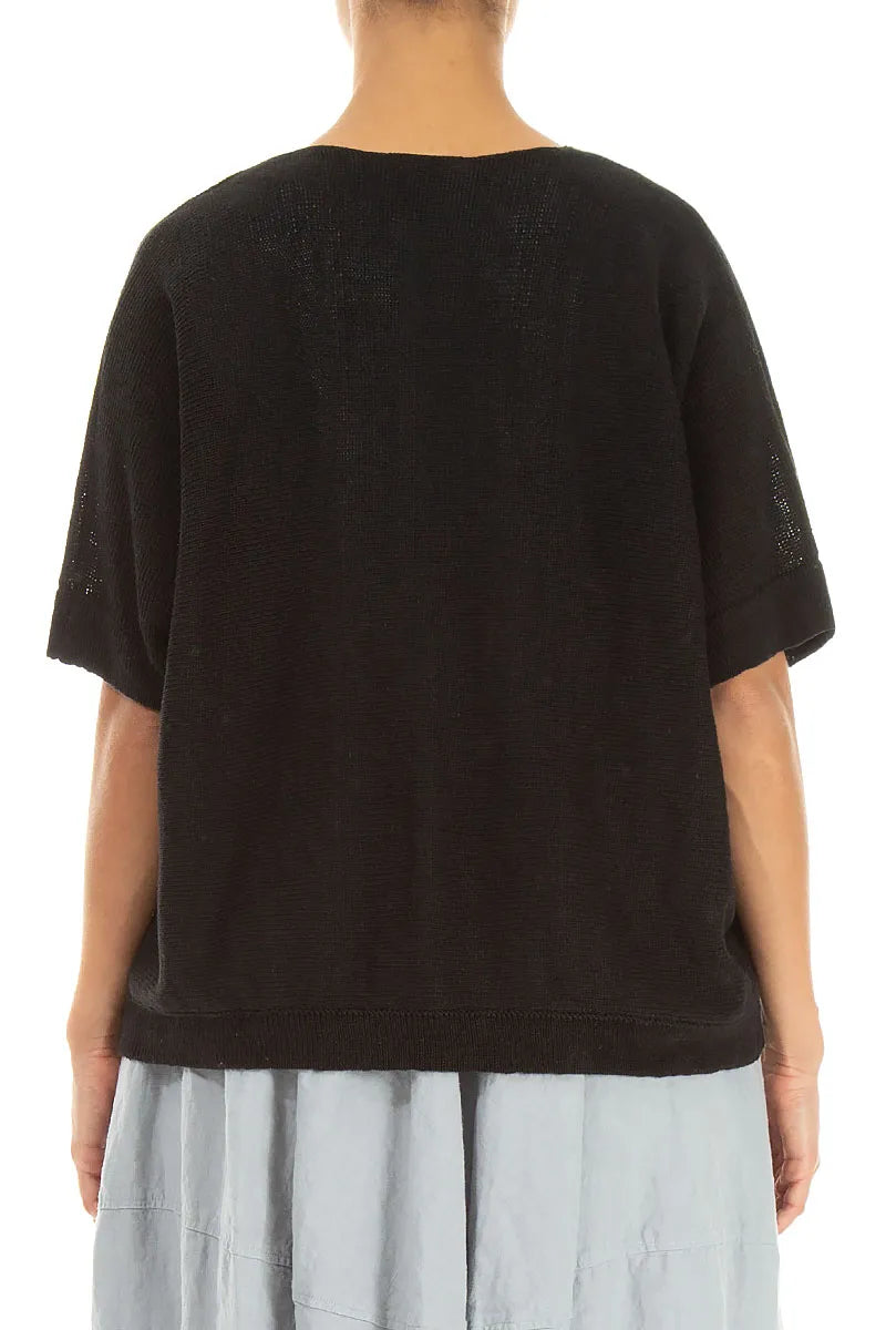 Minimal Black Linen Jumper 2