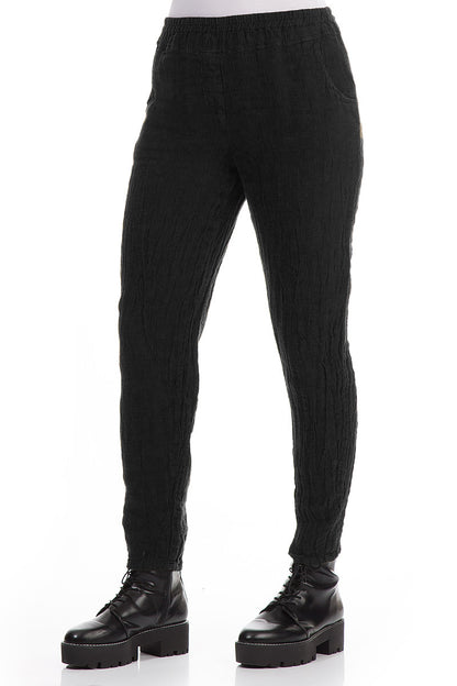 Pantalon en Lin noir chiné