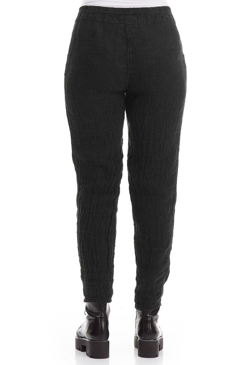 Pantalon en Lin noir chiné