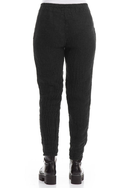 Pantalon en Lin noir chiné