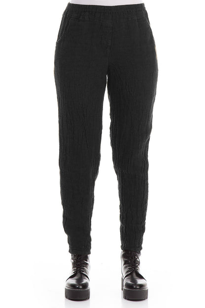 Pantalon en Lin noir chiné