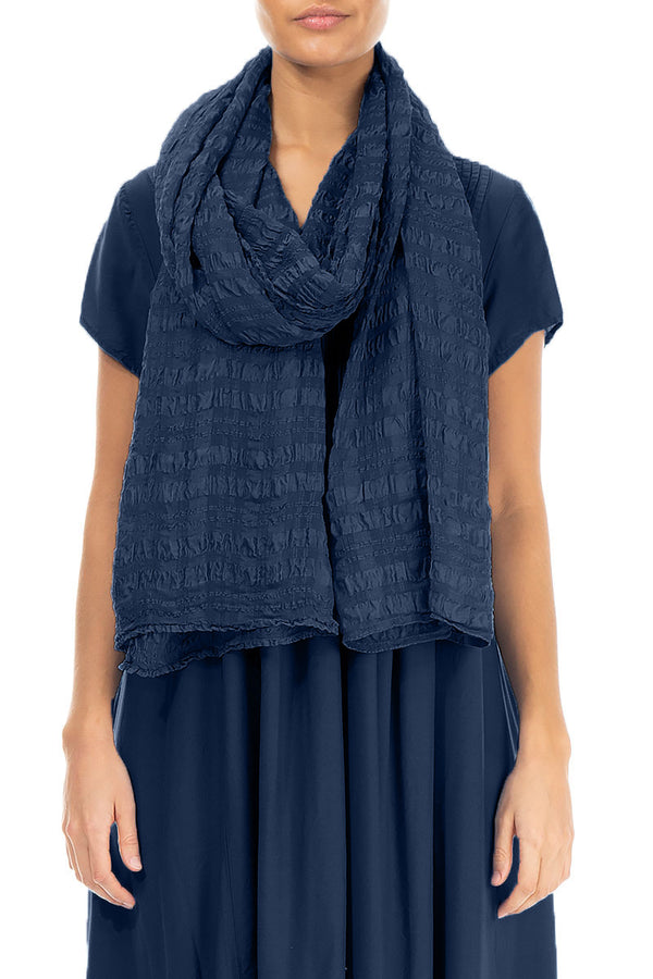 Navy Light Silk Scarf 1