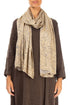 Olive Devoré Feather Silk Scarf 1