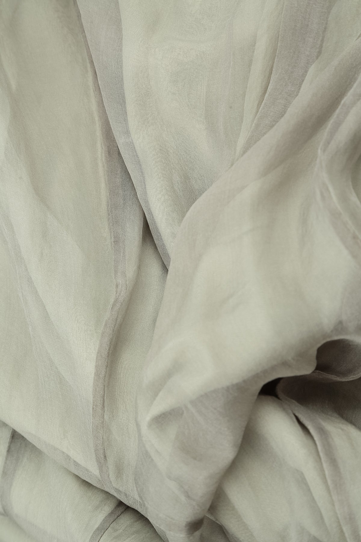 Olive Grey Crumpled Silk Chiffon Scarf 4