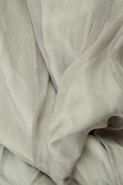 Olive Grey Crumpled Silk Chiffon Scarf 4